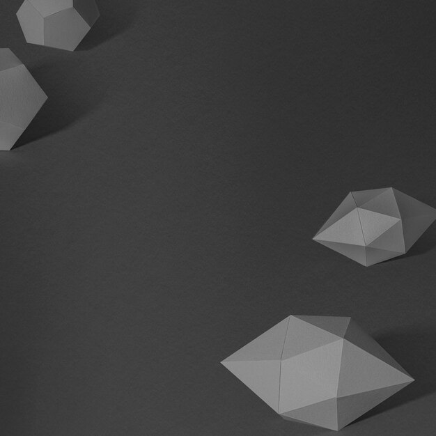 PSD 3d dark gray elongated hexagonal bipyramid and gray pentagon dodecahedron design element