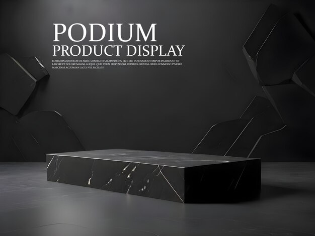 PSD 3d dark stone podium rock product display abstract stage scene studio achtergrond