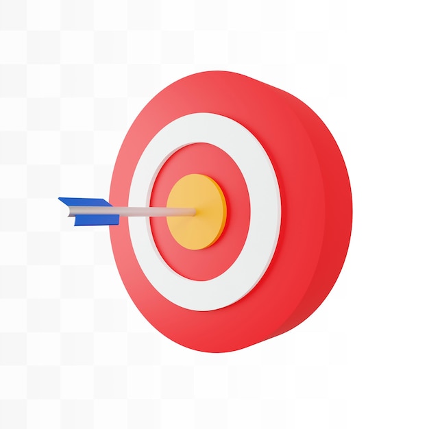 3d dart board for target with bullseye arrow free psd