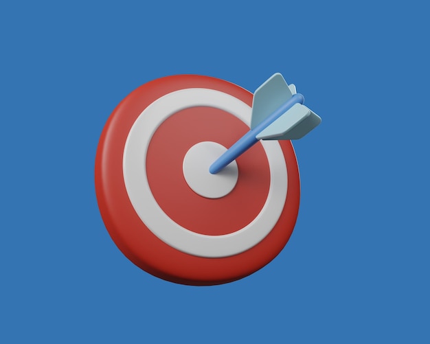 3d dart boart with dart arrow icon target