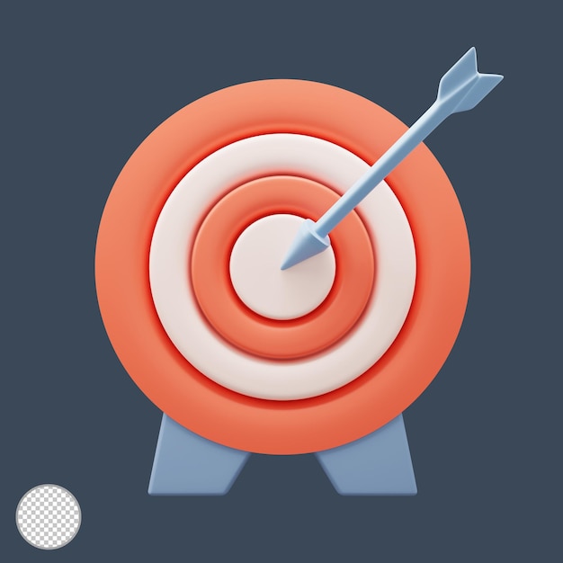 3d dartboard with arrow by setting the right marketing target and business goal and success