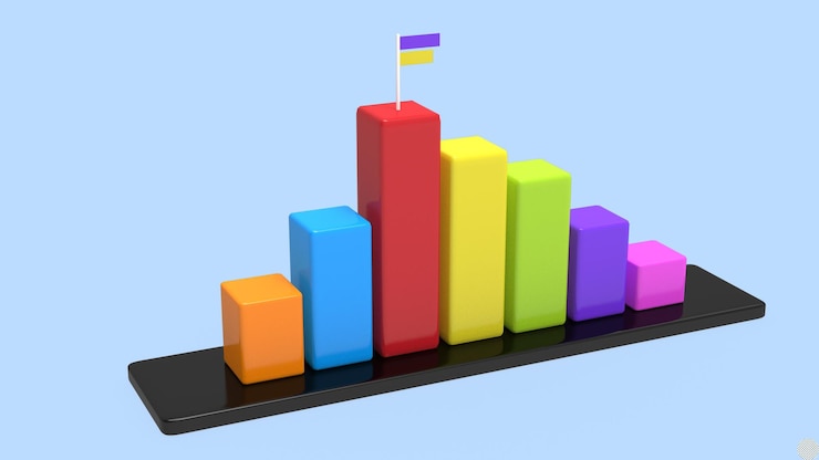 PSD 3d data analysis bar finances growth business success chart isolated illustration