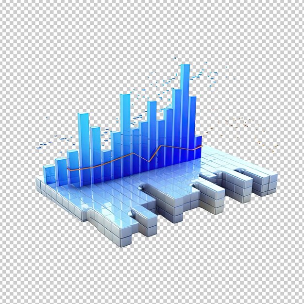 PSD 3d data analysis icon soaring finances strengthening currency a bar graph with an arrow rising