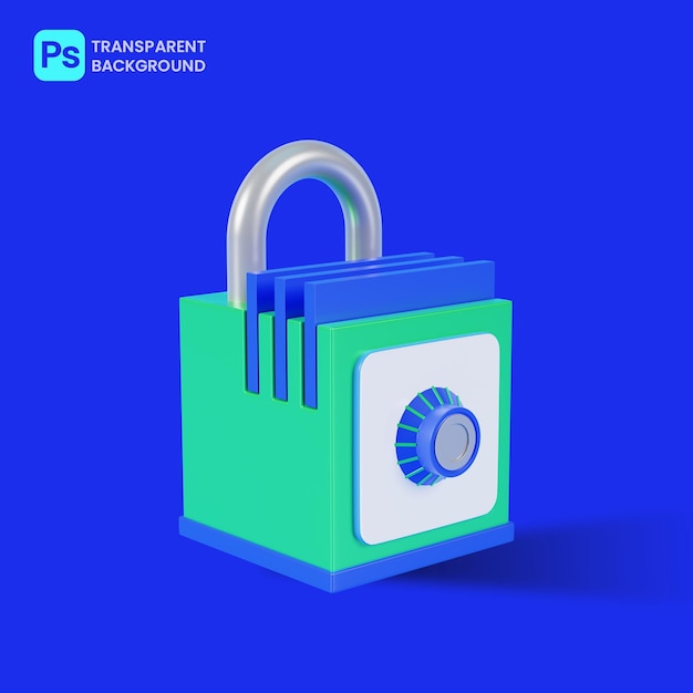 PSD 3d data information protection by safety icon