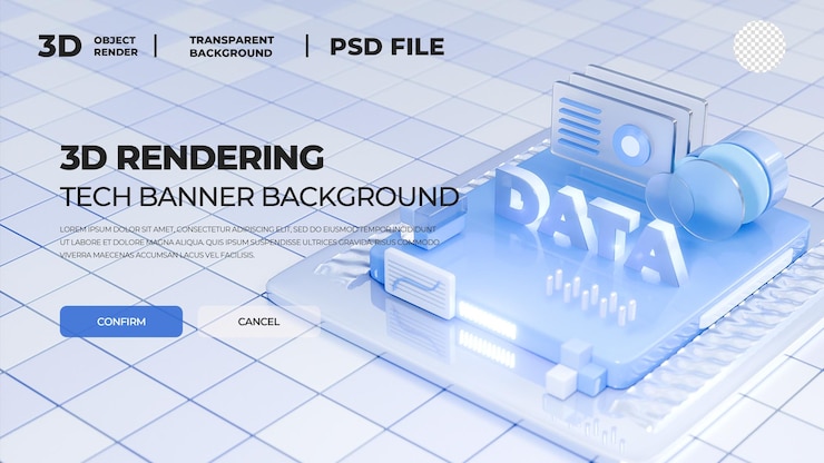PSD 3d 데이터 렌더링 배너