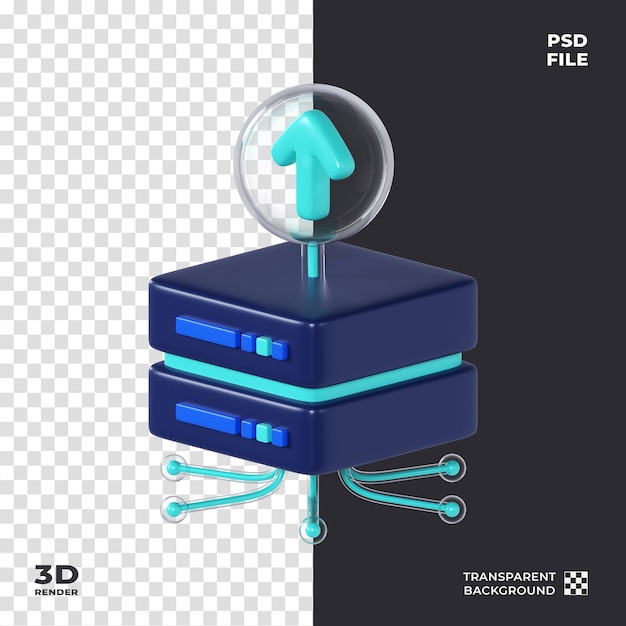 PSD 3d data server upload icon render