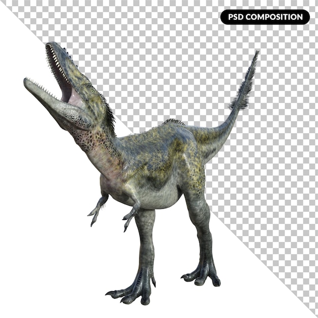 PSD 3d de dinosaurus van alioramus geeft terug