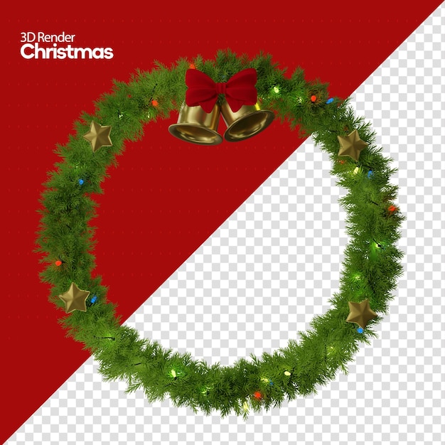 3d decorated wreath 3d render for composition
