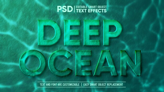 Редактируемый текстовый эффект 3d deep underwater stone