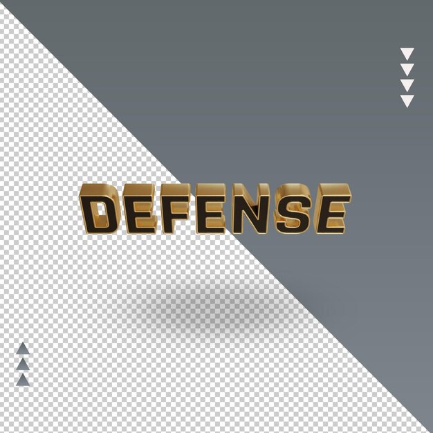 3d defense black gold text rendering top view