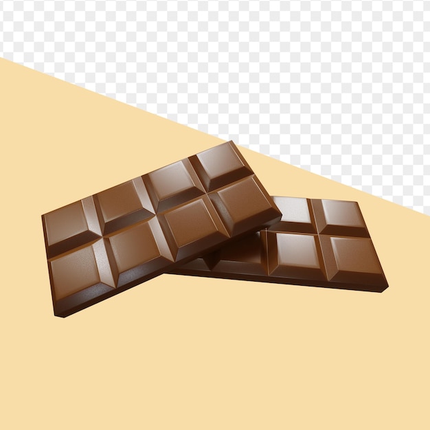 3d вкусный шоколадный батончик, изолированный на прозрачном фоне