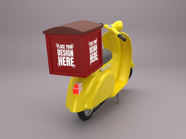 PSD 3d delivery box scooter bike mockup