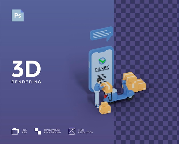 PSD 3d delivery illustration