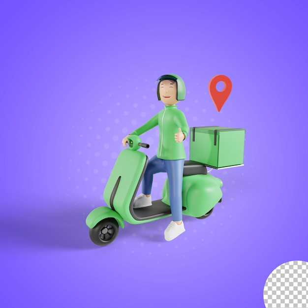 3d delivery man showing thumbs up concept illustration