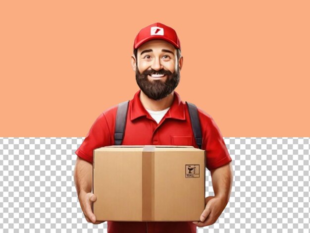 PSD 3d delivery man with a box