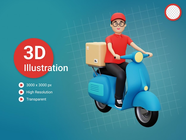 3d delivery person going to deliver parcel