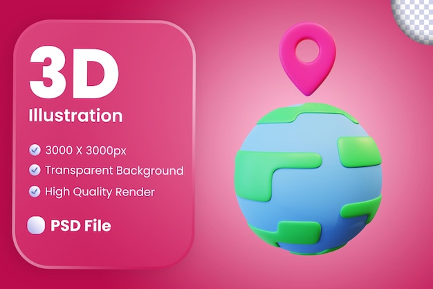 PSD 3d delivery pin point illustration