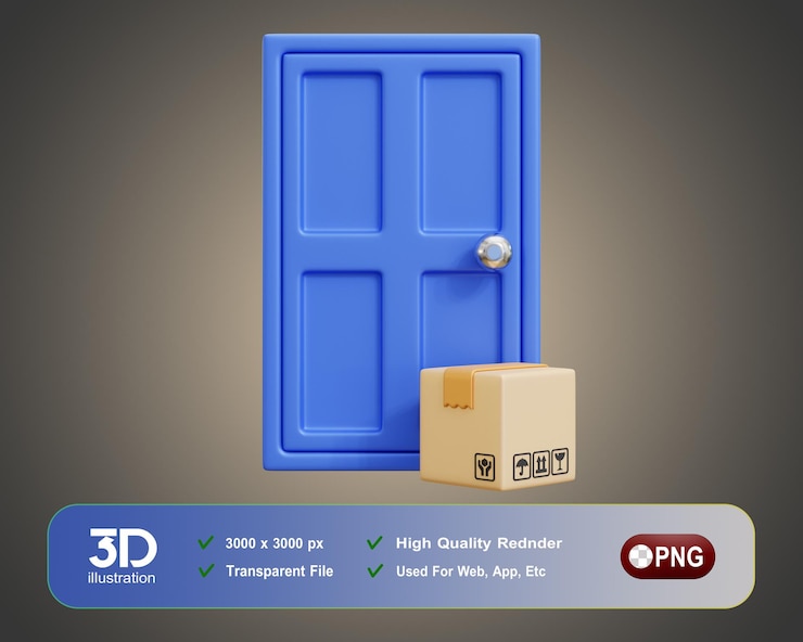 PSD ３ｄ, 配達サービス, アイコン, イラスト, ３ｄ, ドア