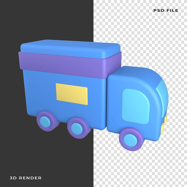 3d delivery truck rendered on transparent background