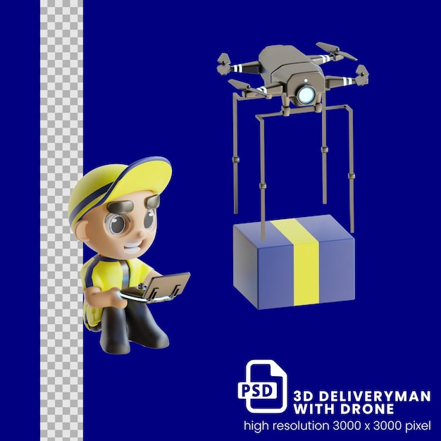 3d deliveryman with drone