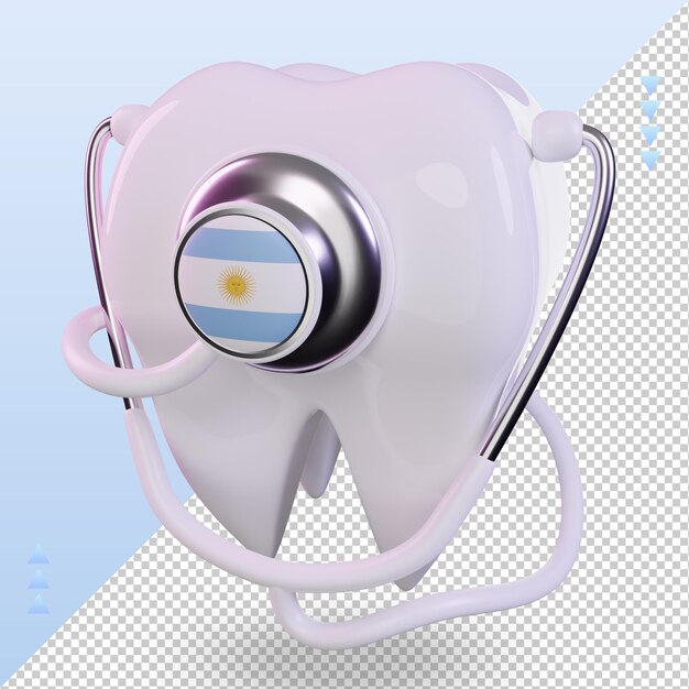 PSD stetoscopio del dentista 3d bandiera dell'argentina che rende la vista di destra