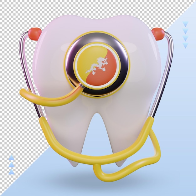 PSD 3d dentist stethoscope bhutan flag rendering front view