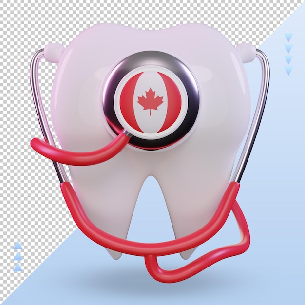 Stetoscopio dentista 3d bandiera canadese rendering vista frontale