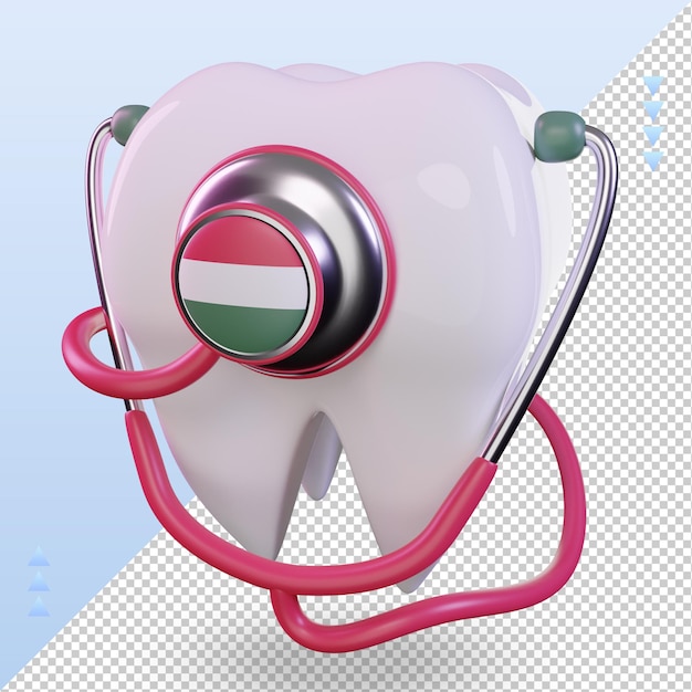 3d dentist stethoscope hungary flag rendering right view