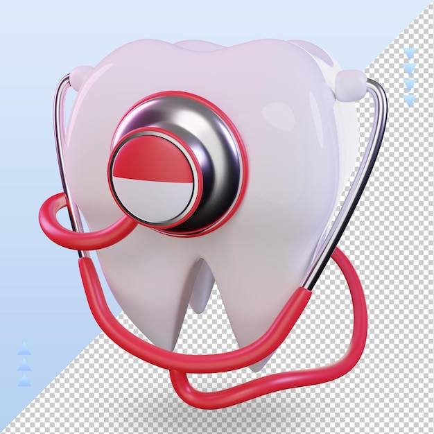 3d dentist stethoscope indonesia flag rendering right view