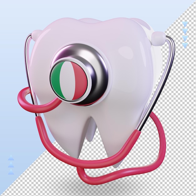 PSD stetoscopio dentista 3d bandiera dell'italia che rende vista a destra