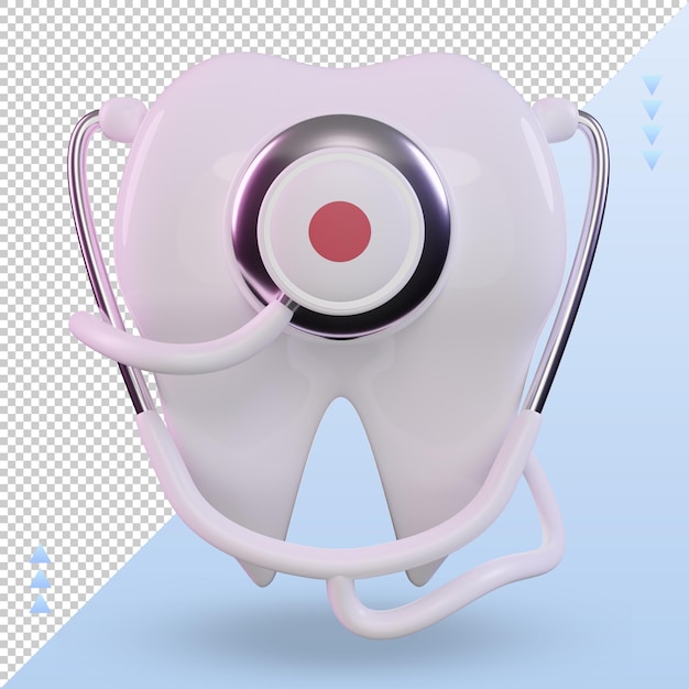 PSD 3d dentist stethoscope japan flag rendering front view