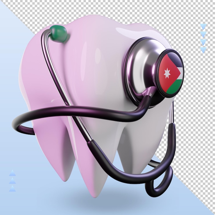 PSD 3d dentist stethoscope jordan flag rendering left view