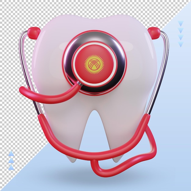 3d dentist stethoscope kyrgyzstan flag rendering front view