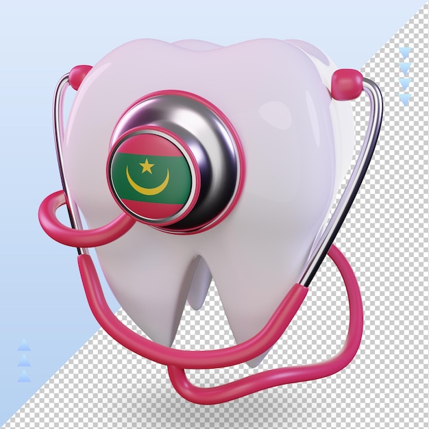 3d dentist stethoscope mauritania flag rendering right view