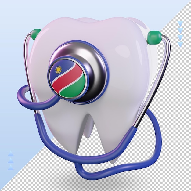 PSD 3d歯科医の聴診器ナミビアの旗のレンダリングの右側面図