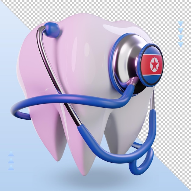 3d dentist stethoscope north korea flag rendering left view