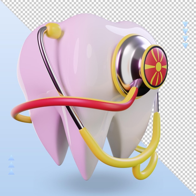 PSD 3d dentist stethoscope north macedonia flag rendering left view