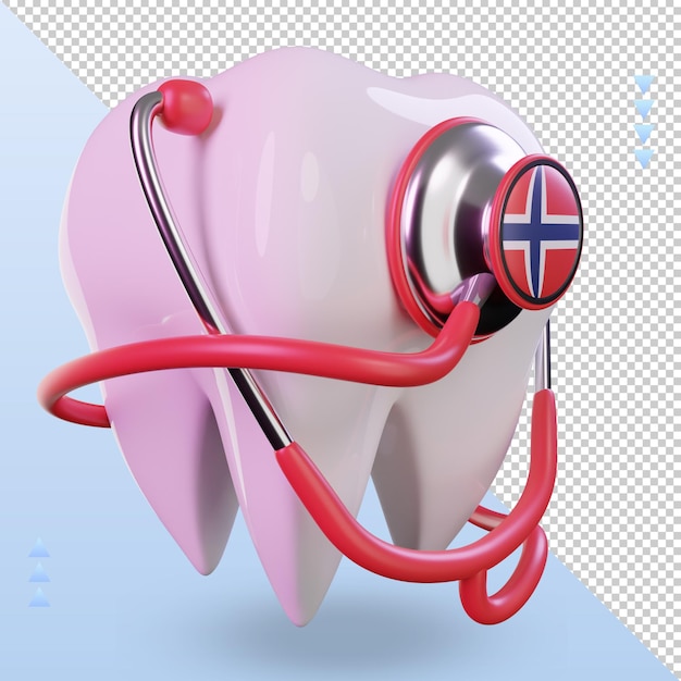 PSD stetoscopio dentista 3d vista a sinistra del rendering della bandiera della norvegia