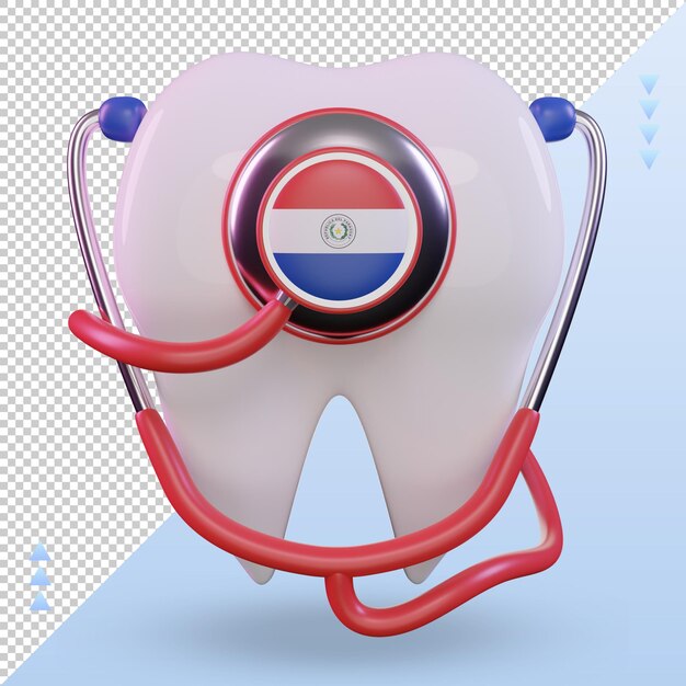 3d dentist stethoscope paraguay flag rendering front view