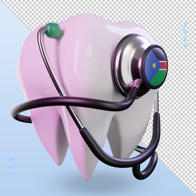 3d dentist stethoscope south sudan flag rendering left view