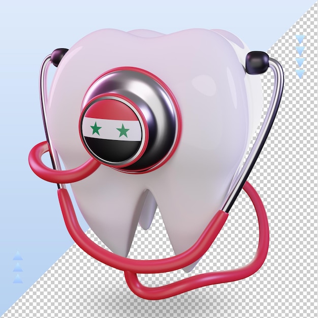 3d歯科医の聴診器シリアの旗のレンダリングの右側面図