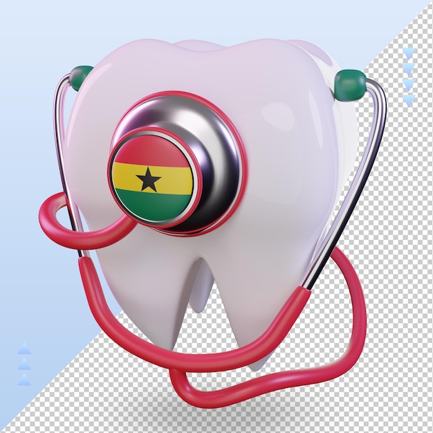 3d Dentysta Stetoskop Flaga Ghany Renderująca Prawy Widok