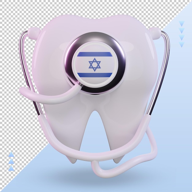 PSD 3d dentysta stetoskop flaga izraela renderująca widok z przodu