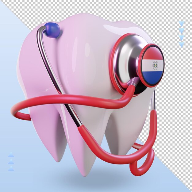 3d Dentysta Stetoskop Flaga Paragwaju Renderująca Lewy Widok