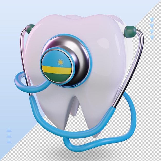 3d Dentysta Stetoskop Flaga Rwandy Renderujący Prawy Widok