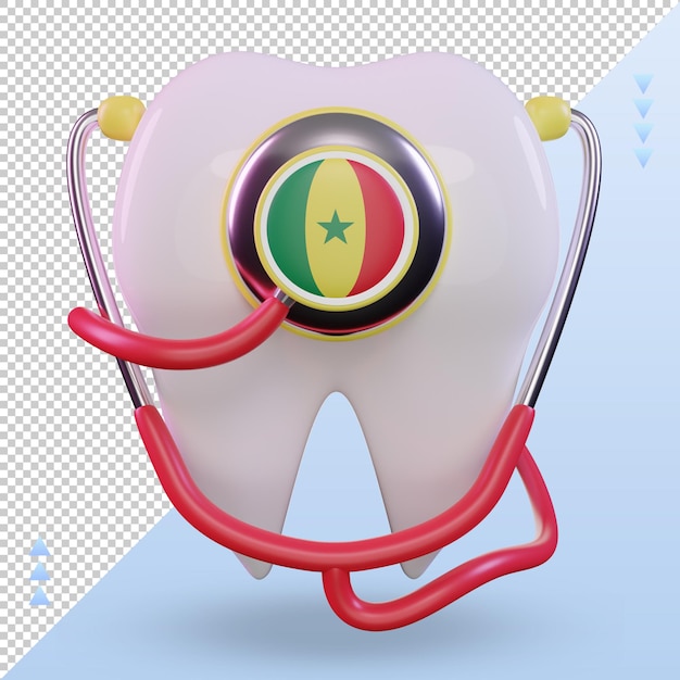 3d Dentysta Stetoskop Flaga Senegalu Renderująca Widok Z Przodu