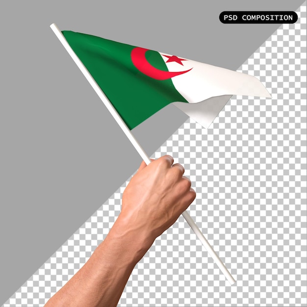 PSD 3d design of country algeria flag and elegant 3d render isolated illustration