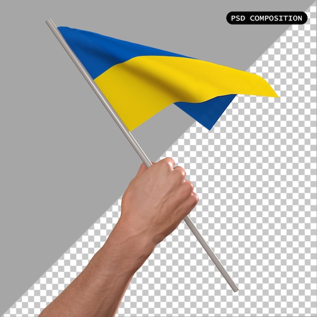 3d design of country ukraine flag and elegant 3d render isolated illustration