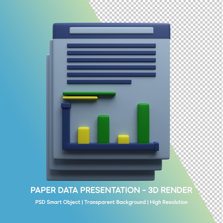 PSD 3d design icon paper data presentation illustration for business