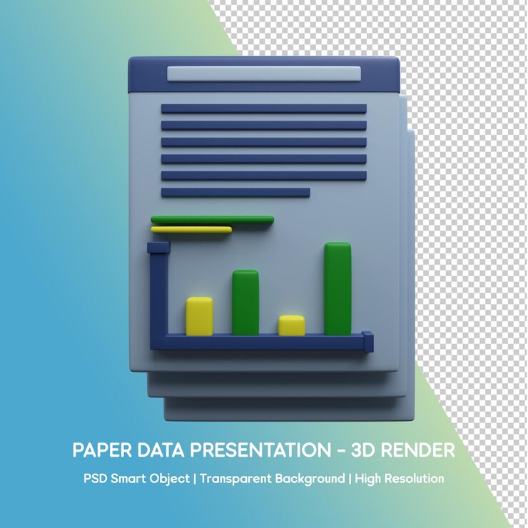 PSD 3d design icon paper data presentation illustration for business